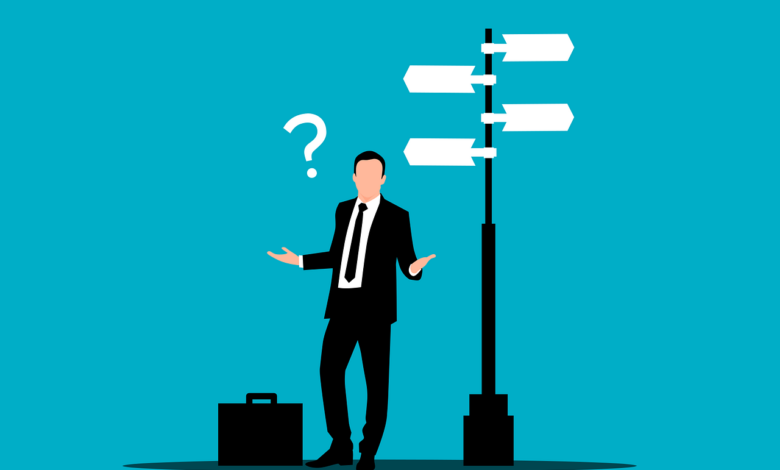 businessman, confused, street sign, crossroad, man, career, choose, choices, decision, undetermined, opportunity, question, destination, direction, path, way, road sign, street, concept, cartoon, confused, confused, confused, confused, confused, career, career, choose, decision, decision, question, question, question