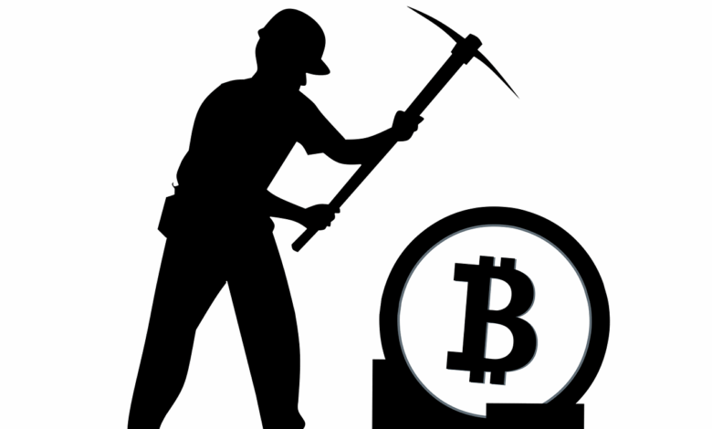 cryptocurrency, bitcoin, mining, finance, business, design, crypto, blockchain, commerce, currency, silhouette, financial, coin, money, sign, digital, virtual, mine, work, investment, electronic, miner