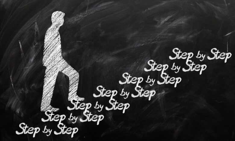 step by step, career, chalkboard