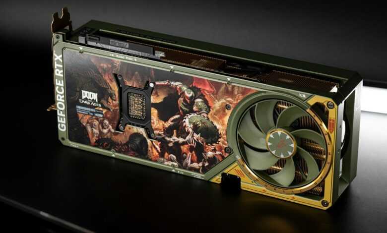 Graphics card with custom artwork and fan