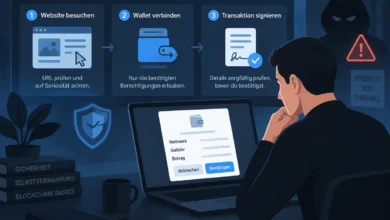 Entscheidungsbaum für Wallet-Anfragen im Browser mit Prüfung von Verbindung und Signatur